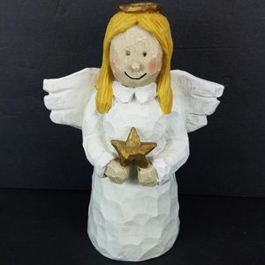 Vintage Holiday Angel Carved Look Resin